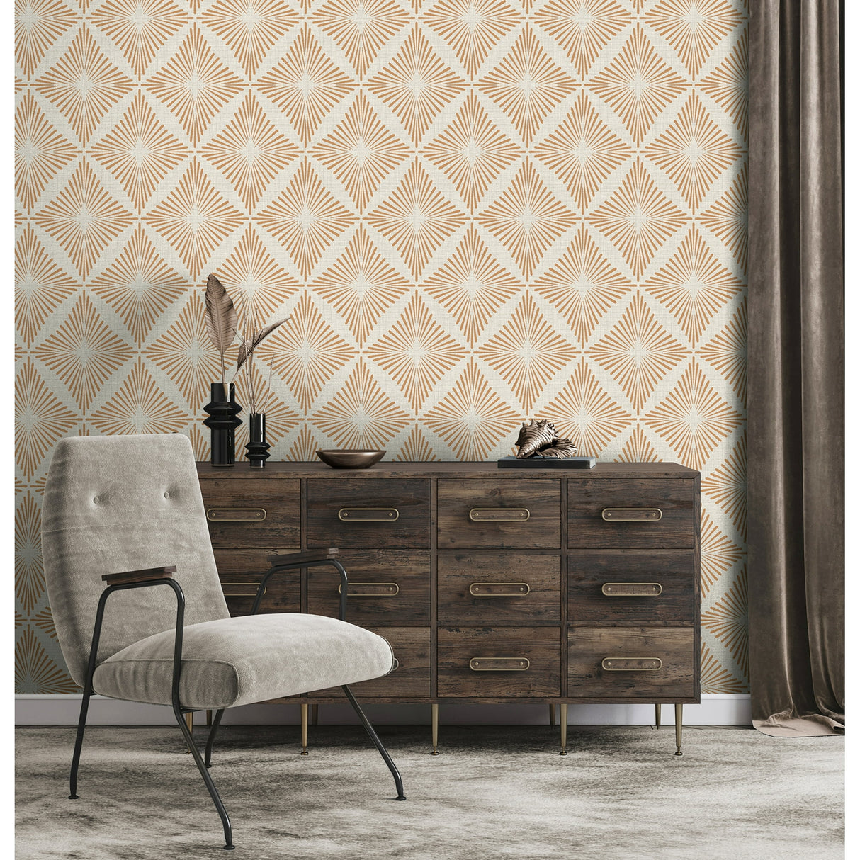 Denver Rust by Fine Decor Starburst Wallpaper – Brewster Home Fashions FD43748