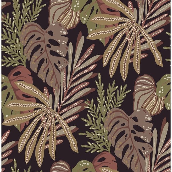 Alocasia Burgundy Tropical Foliage Wallpaper roll, 20.5 in x 33 ft