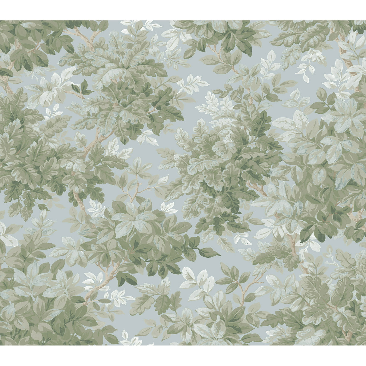 A-Street Prints Greenwood Light Blue Deciduous Wallpaper roll and pattern