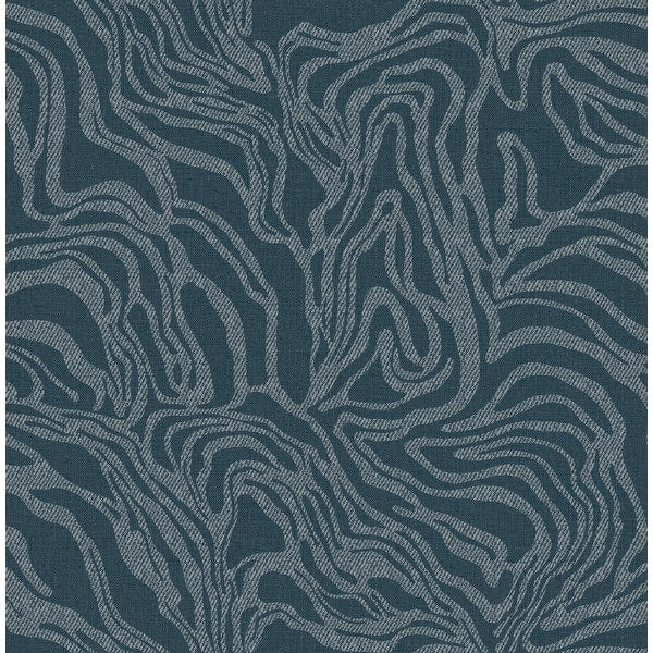 A-Street Prints Massar Teal Modern Marbled Wallpaper roll with metallic silver swirls on deep teal