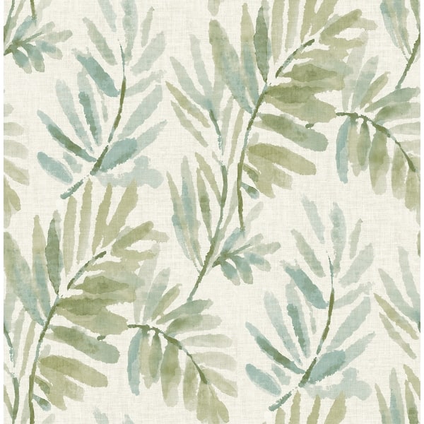 A-Street Prints Serenade Sea Green Ferns wallpaper roll showing watercolor fern motif
