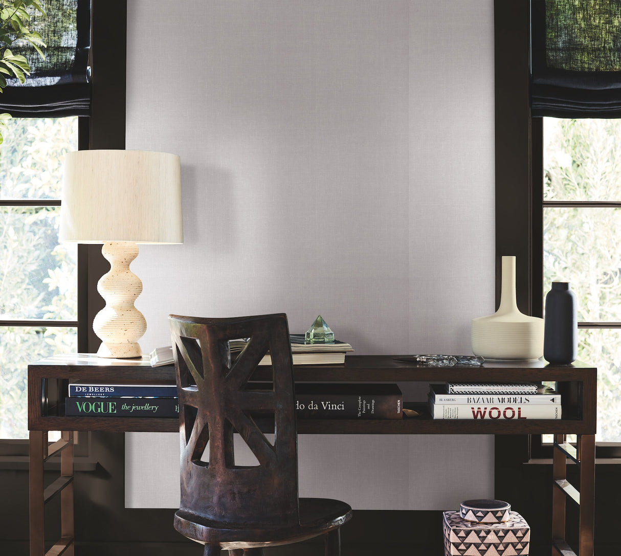 Woven Linen Grey by Antonina Vella Textured Linen Yarn Wallpaper – York Designer Series AB1802