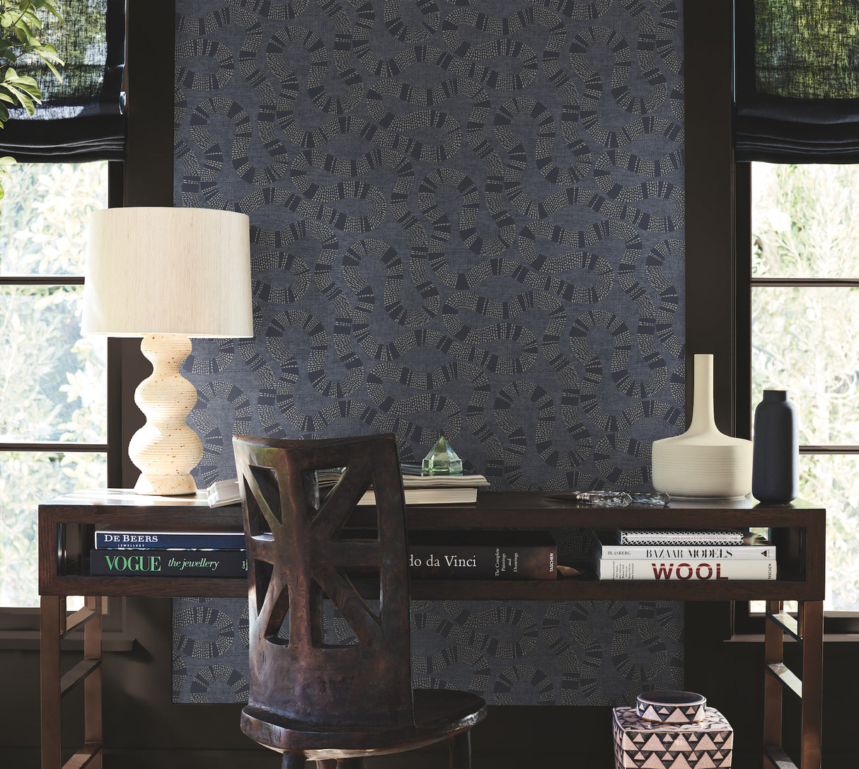 Ophidia Navy by Antonina Vella Wallpaper – York Designer Series AB3002