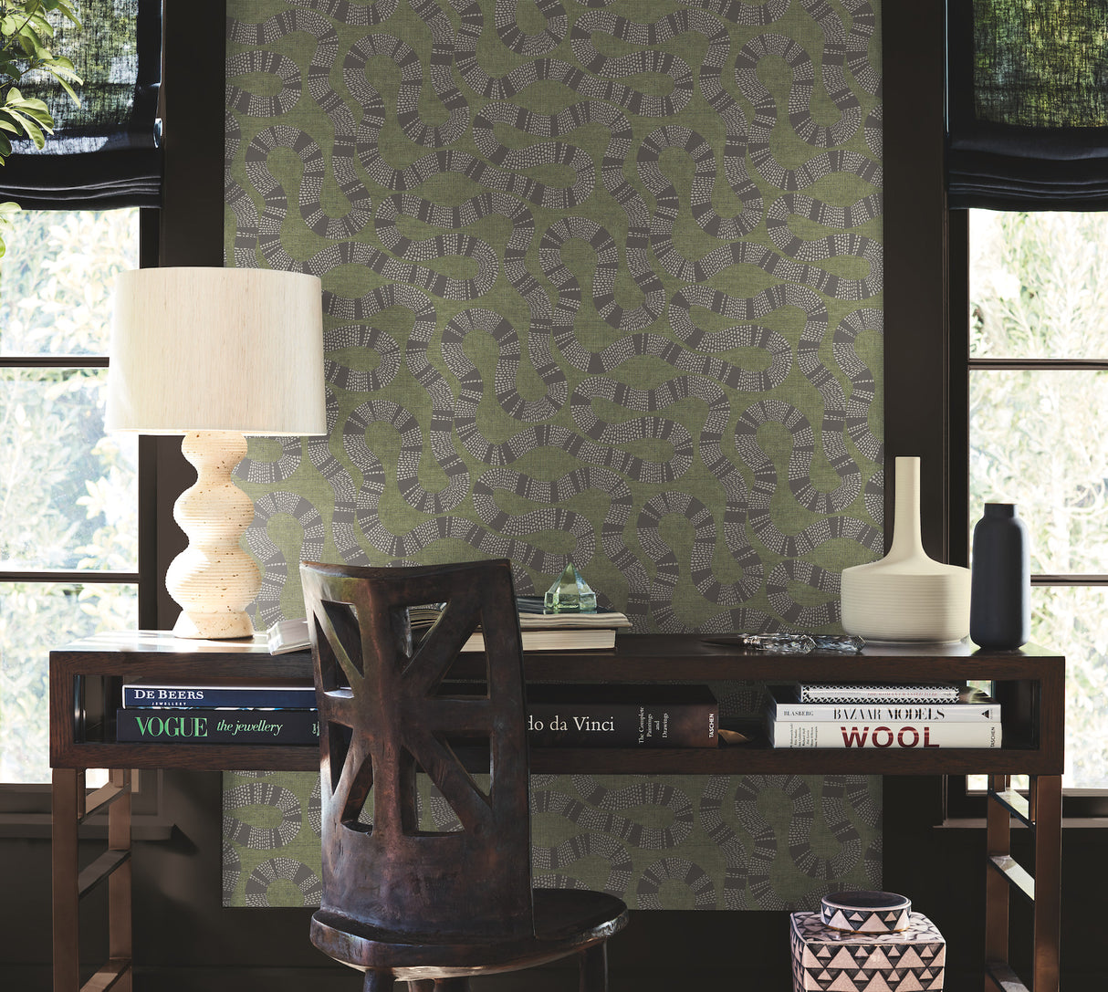 Ophidia Olive by Antonina Vella Novelty Wallpaper – York Designer Series AB3005