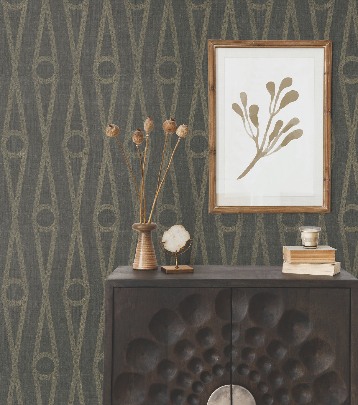 Henlein Charcoal by Antonina Vella Sculptured Finishes Ogee Wallpaper – York Designer Series AB3014