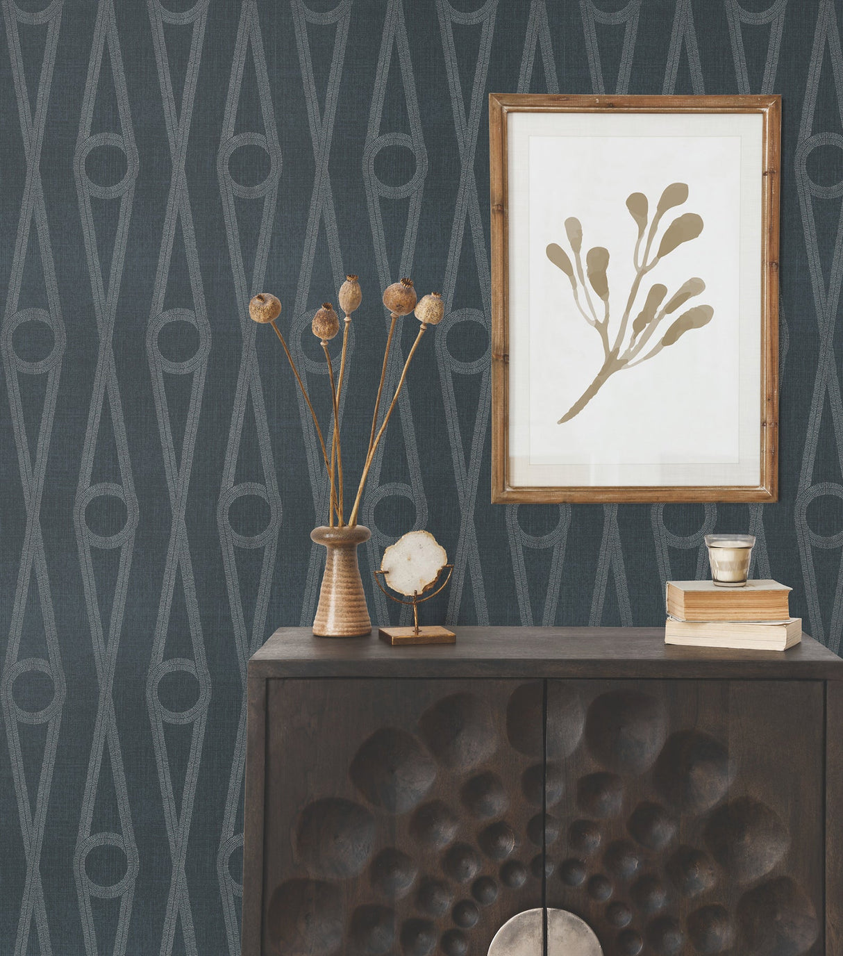 Henlein Indigo by Antonina Vella Ogee Geometric Wallpaper – York Designer Series AB3015