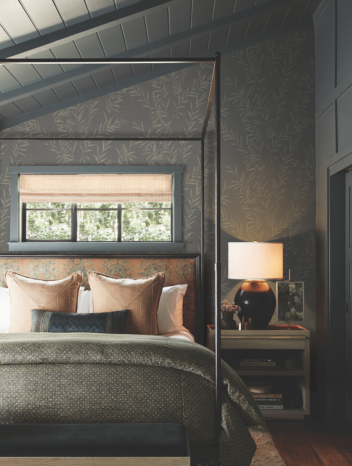 Allerton Bamboo Black by Antonina Vella Botanical Wallpaper - York Designer Series AB3061-Sample