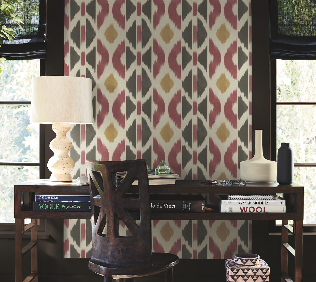 Patan Ruby by Antonina Vella Geometric Ikat Wallpaper – York Designer Series AB3091