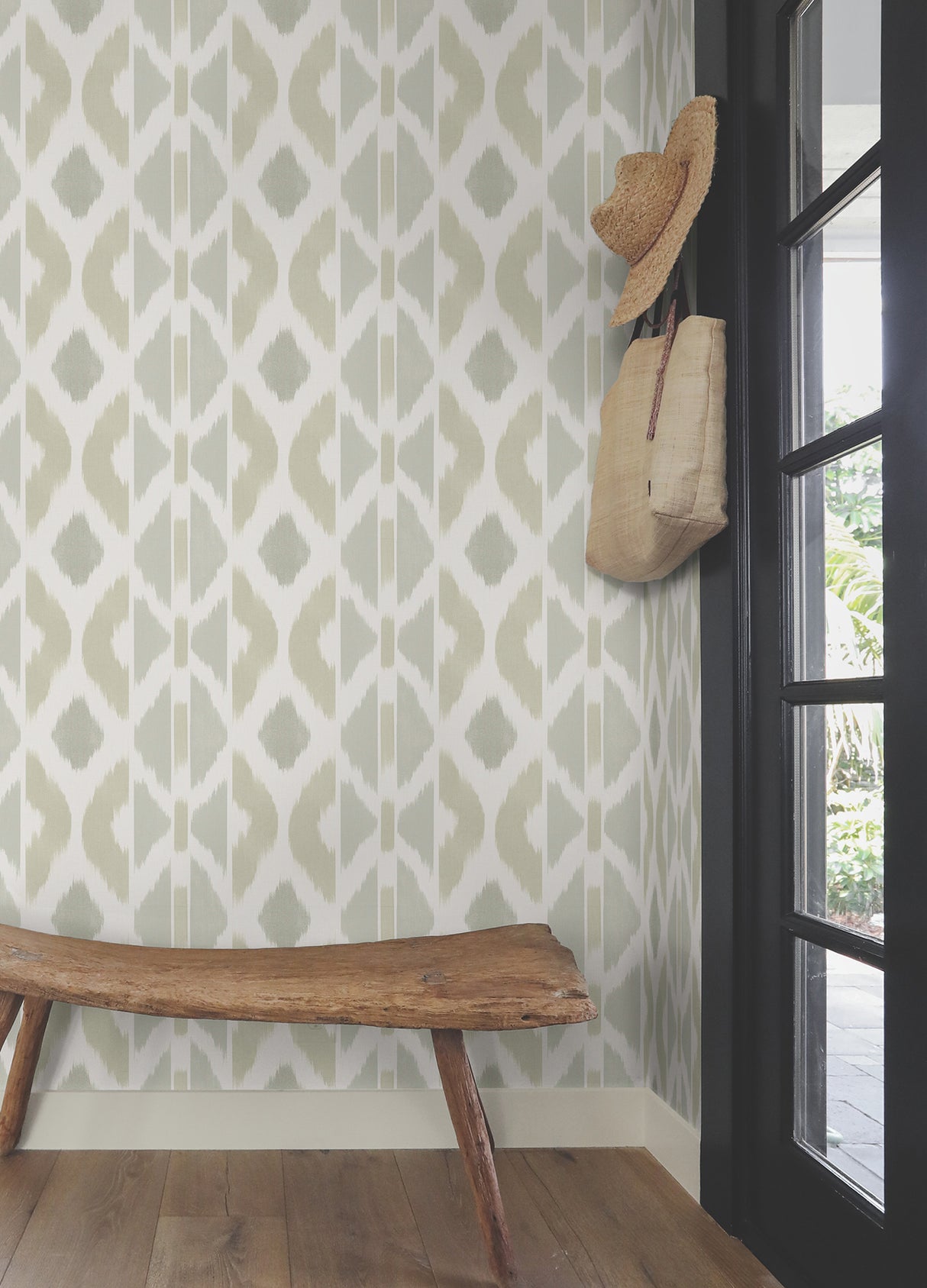 Patan Beige by Antonina Vella Ikat Geometric Non Woven Wallpaper – York Designer Series AB3093