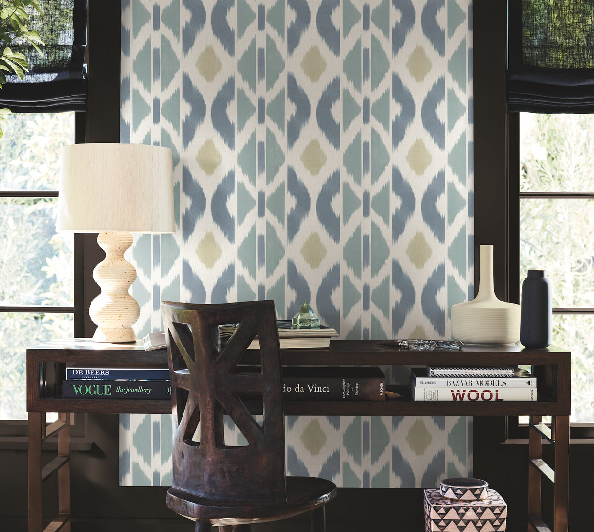 Patan Denim by Antonina Vella Geometric Ikat Stripe Wallpaper – York Designer Series AB3094