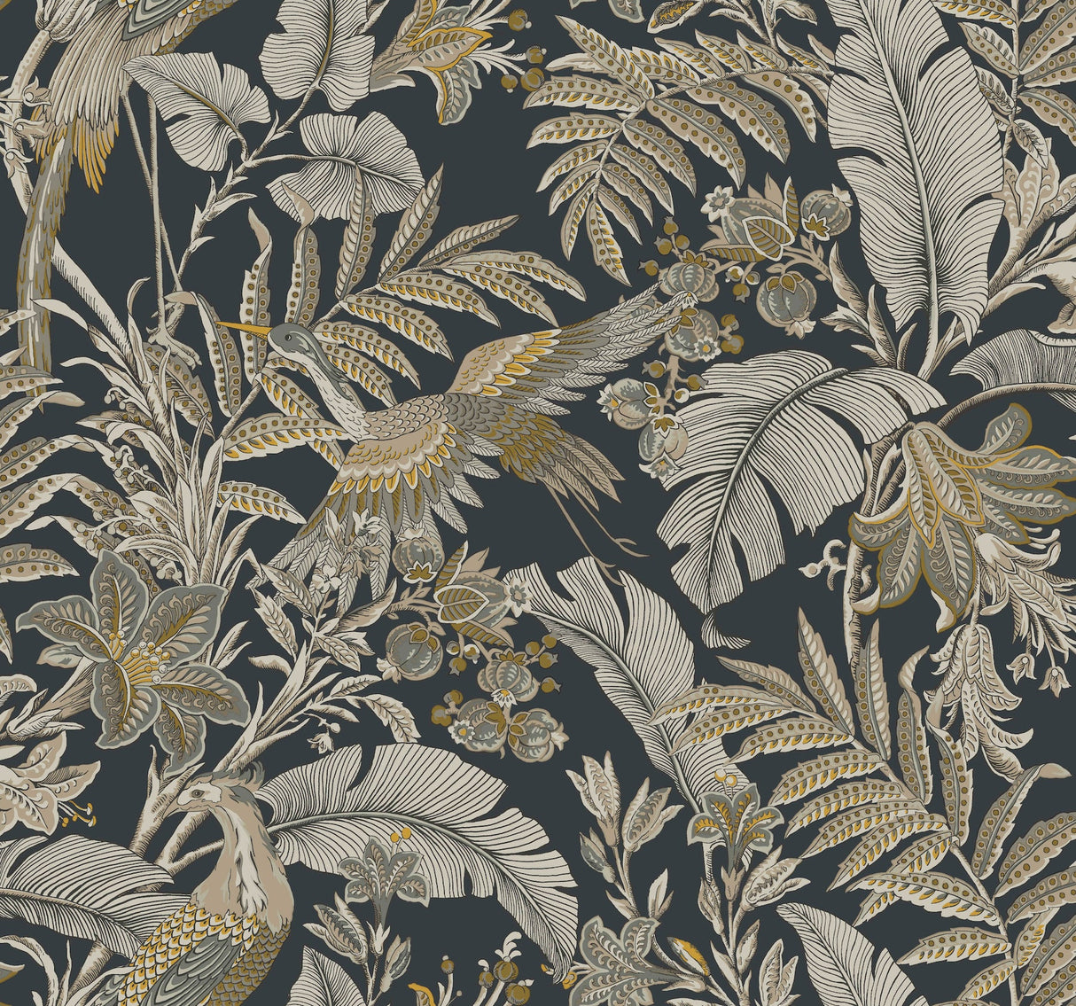 Antonina Vella Heronwood Black Wallpaper AB3104 pattern detail