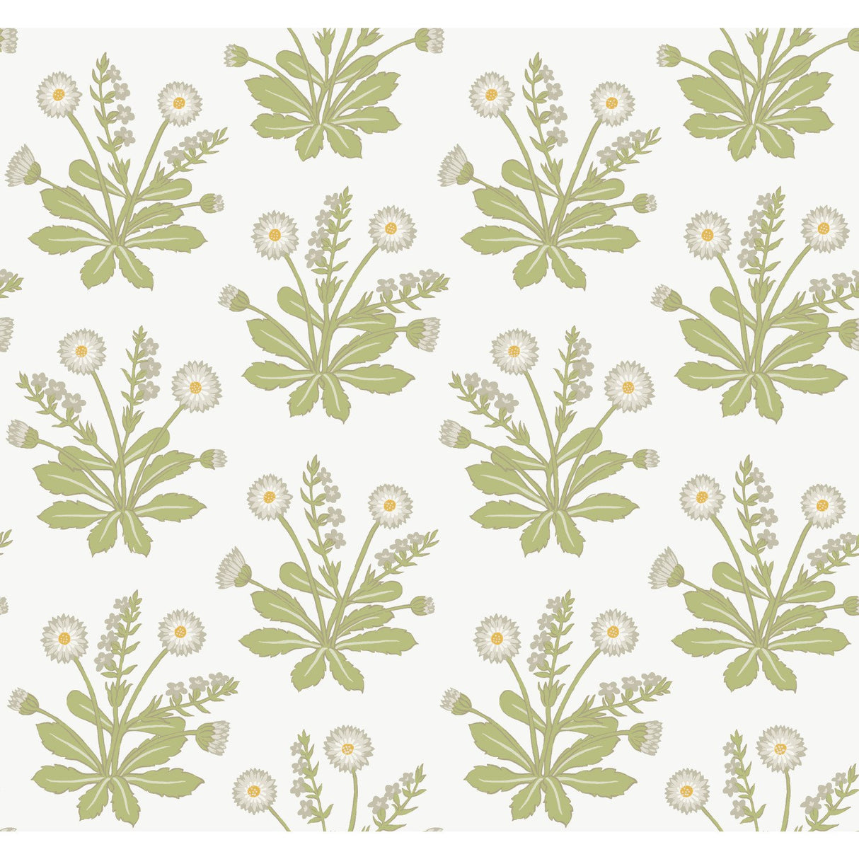 Meadow Flowers White Wallpaper with Arts and Crafts Floral Pattern - York AC9155