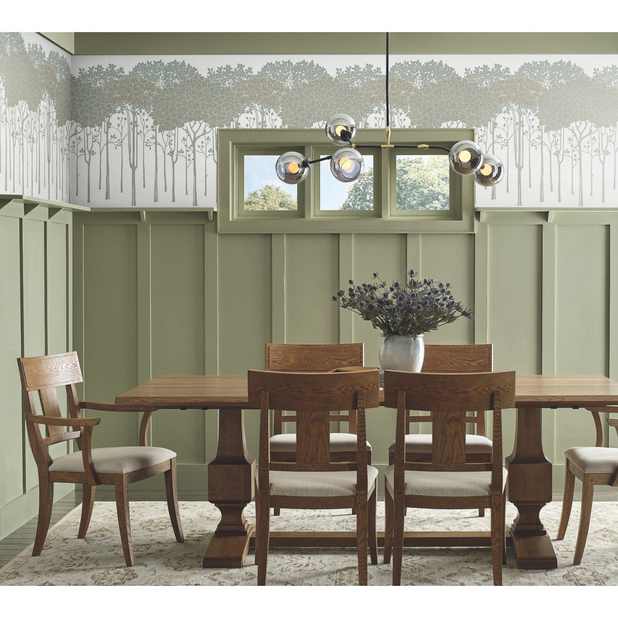 Oakwood Grove White Wallpaper with Arts and Crafts Botanical Scenic York AC9221D