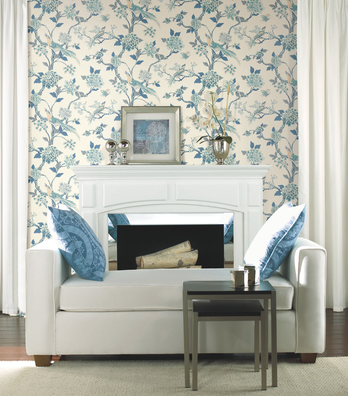 Fanciful Blue & White by York Wallcoverings Wallpaper – York Wallcoverings AF1900