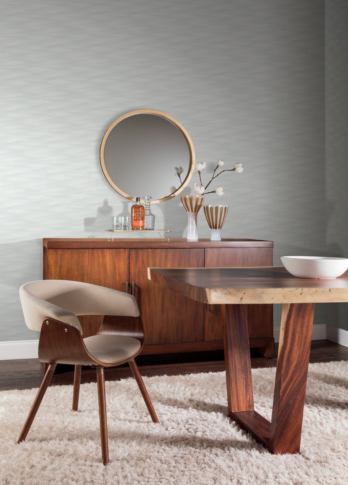 Kimono Green Wallpaper with Modern & Transitional Wave Pattern - York AF6568