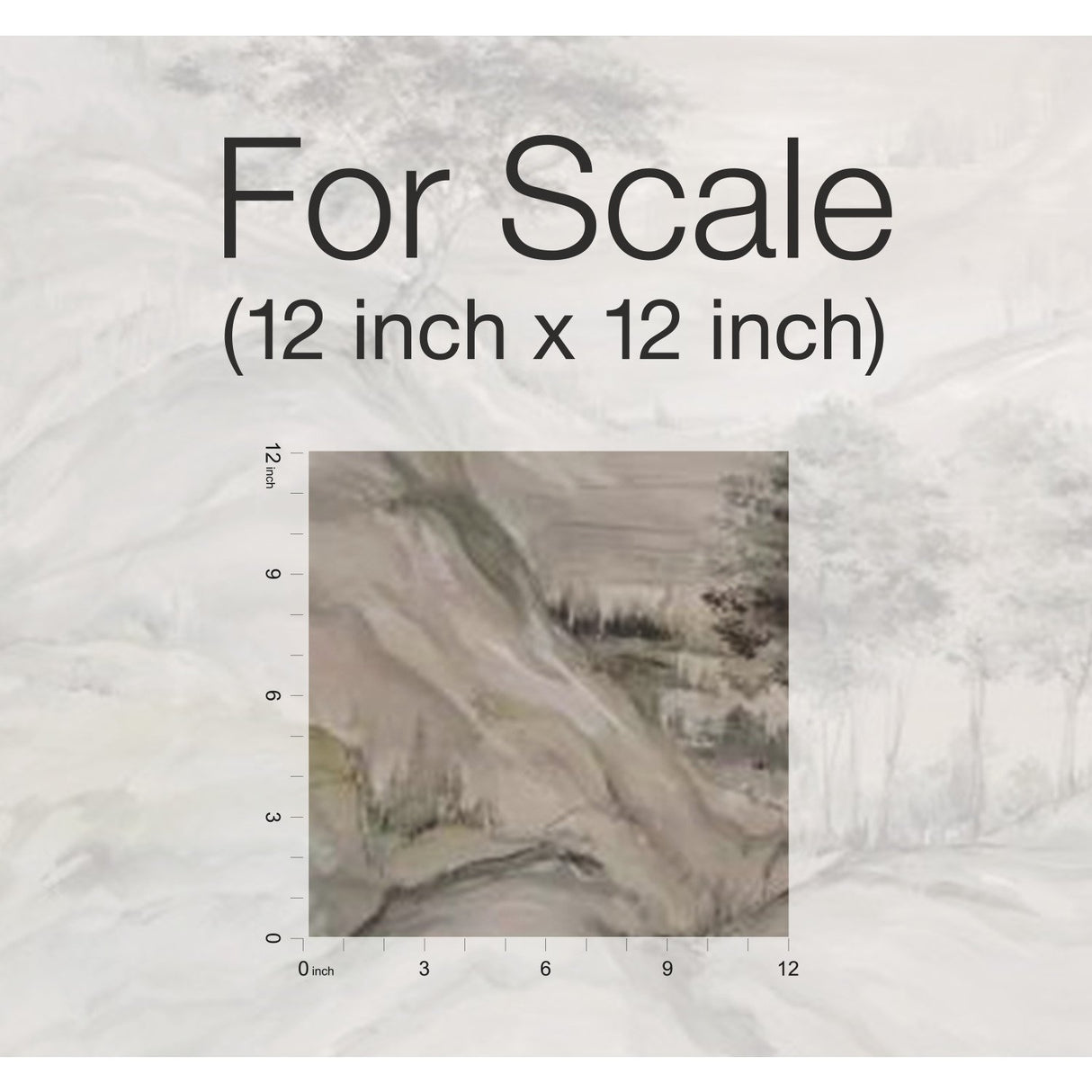 Misty Mountain Taupe Wall Mural with Traditional Landscape Pattern - York AF6597M