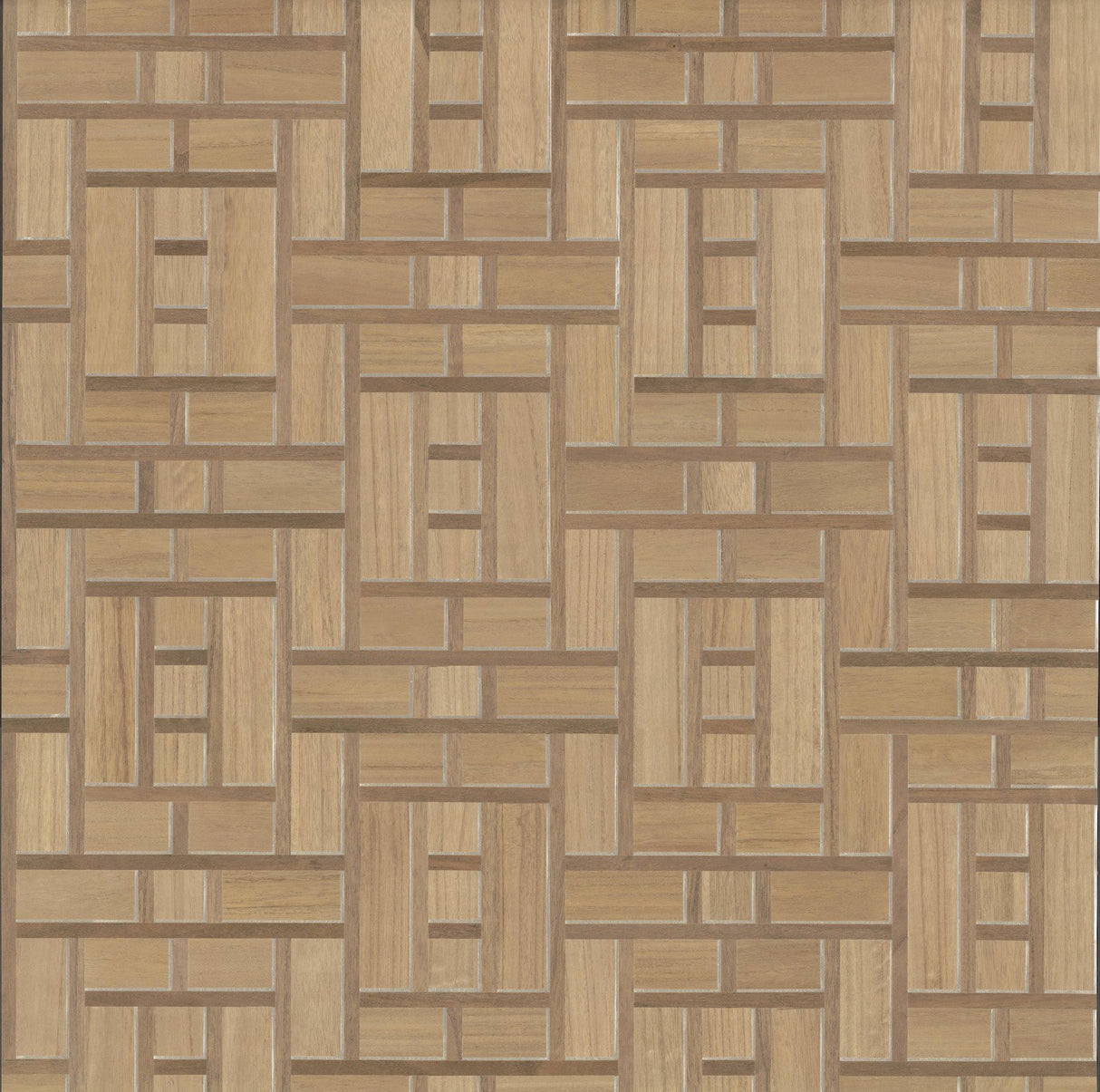 Teahouse Panel Brown Wallpaper with Wood Veneer Motif - York AF6603