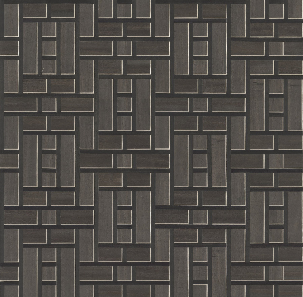 Teahouse Panel Black Geometric Non Woven Wallpaper - York AF6605