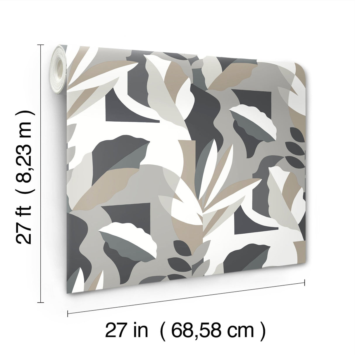 Papier Colle Black & White Wallpaper with Botanical Abstract Motif - York AG2003