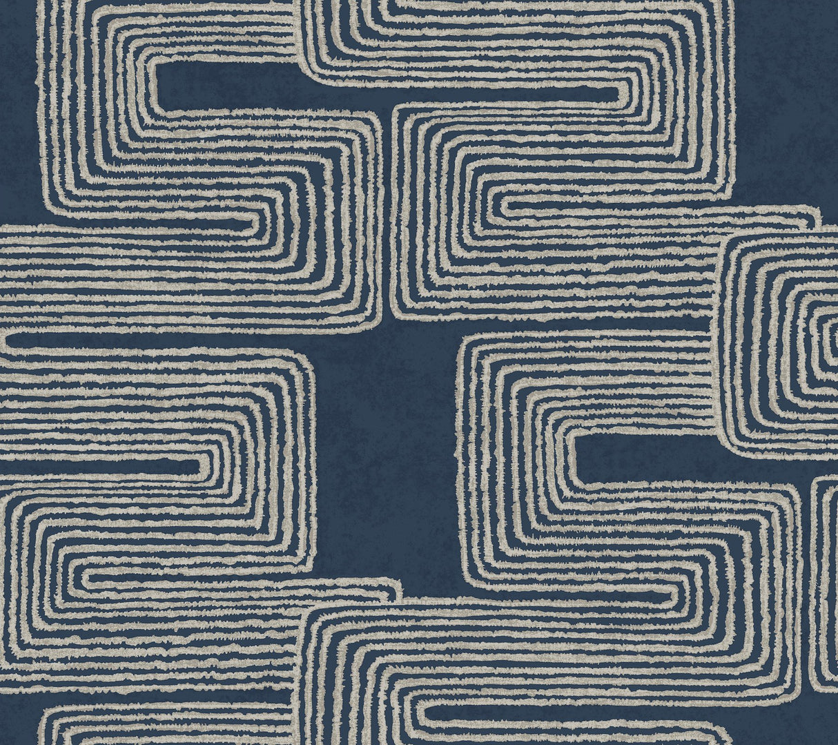 Zulu Thread Midnight & Silver Wallpaper with Bohemian Metallic Abstract Pattern - York AG2033