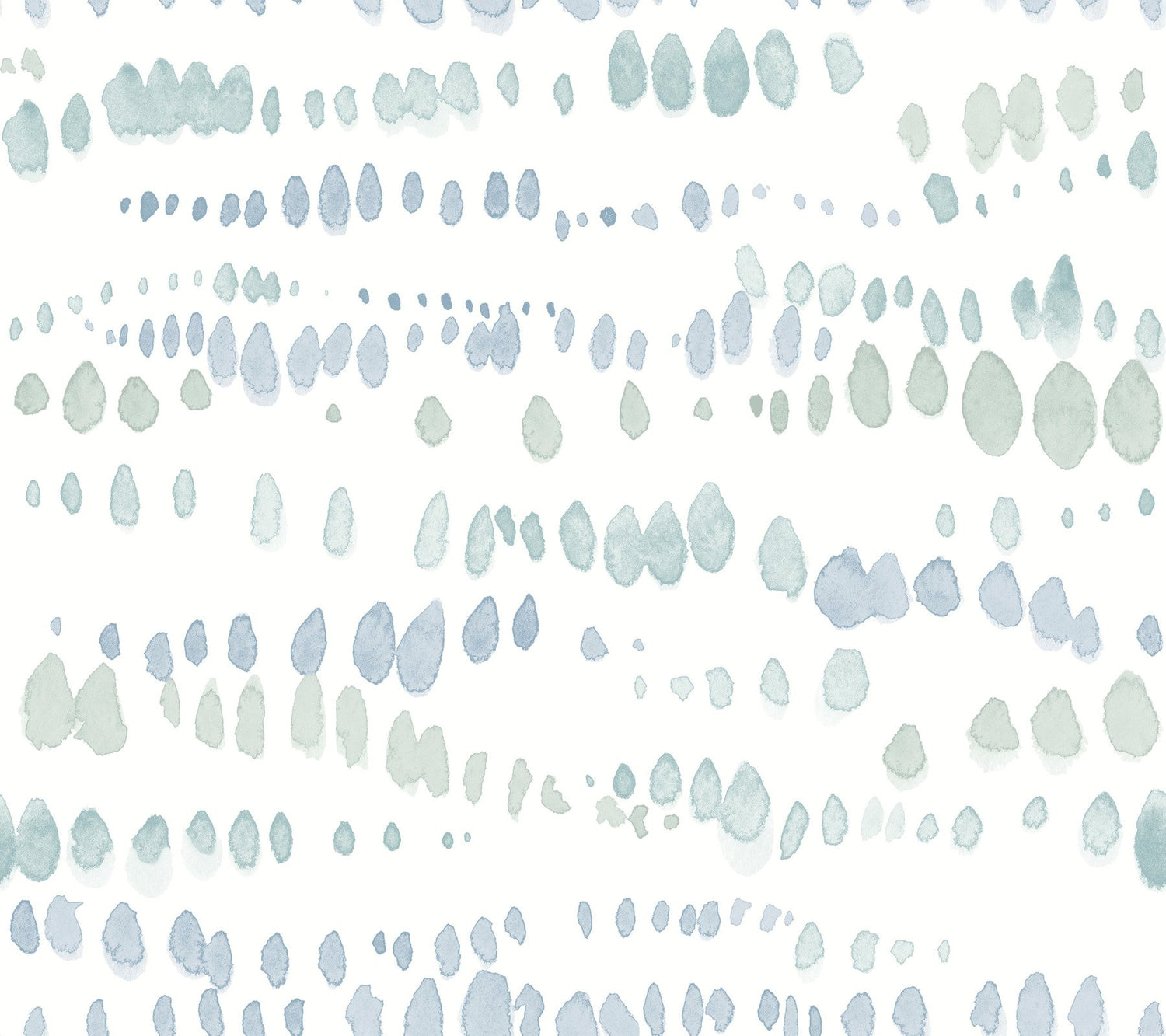 Dewdrops Blue Wallpaper with Bohemian Modern Watercolor Motif - York AG2045