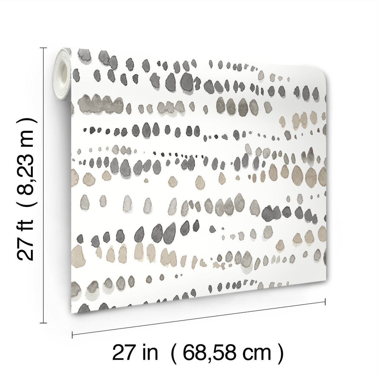 Dewdrops Black & Taupe Wallpaper with Bohemian Modern Pattern - York AG2046