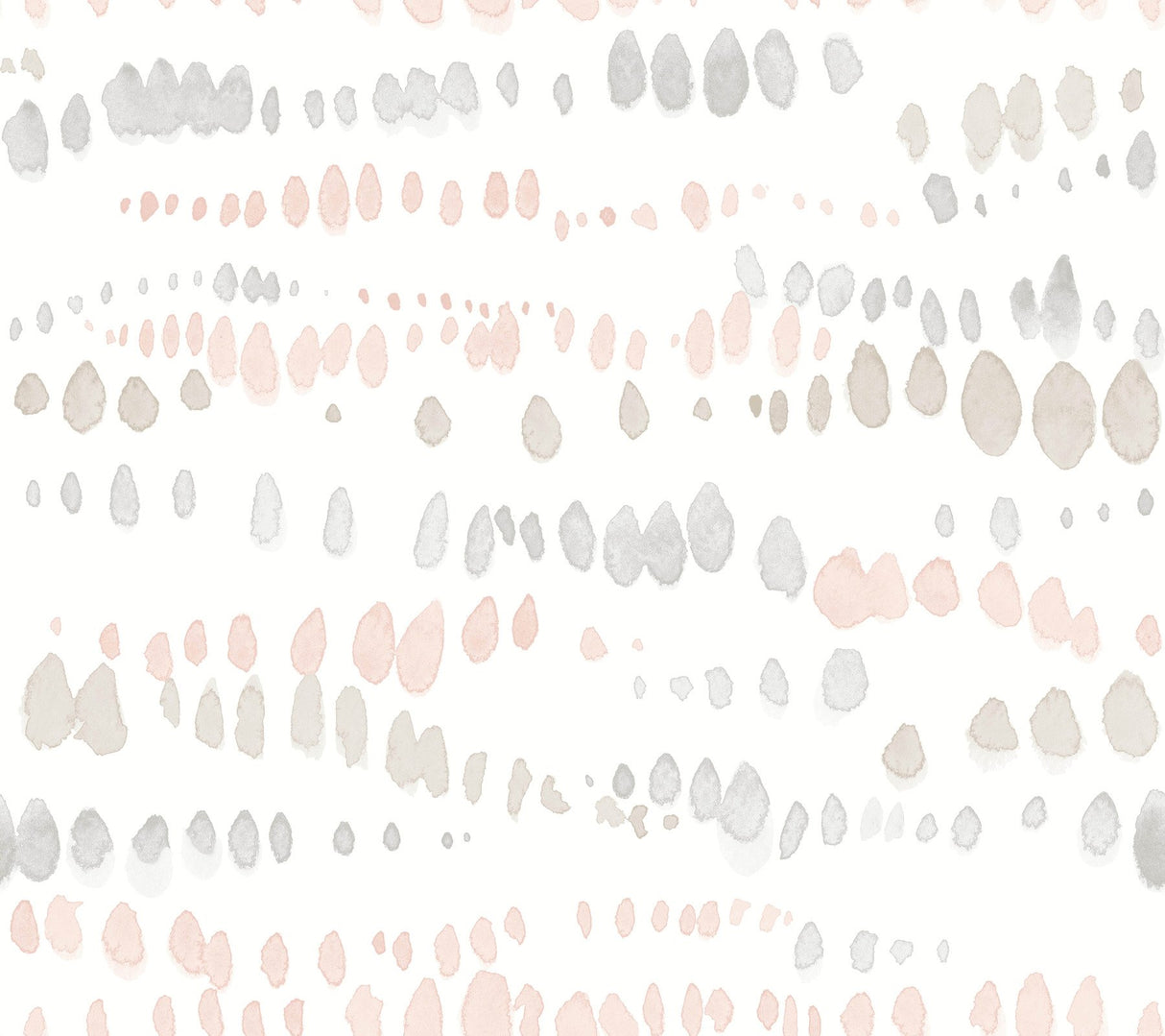 Dewdrops Pink & Grey Wallpaper with Bohemian Modern Watercolor Dot Motif - York AG2047