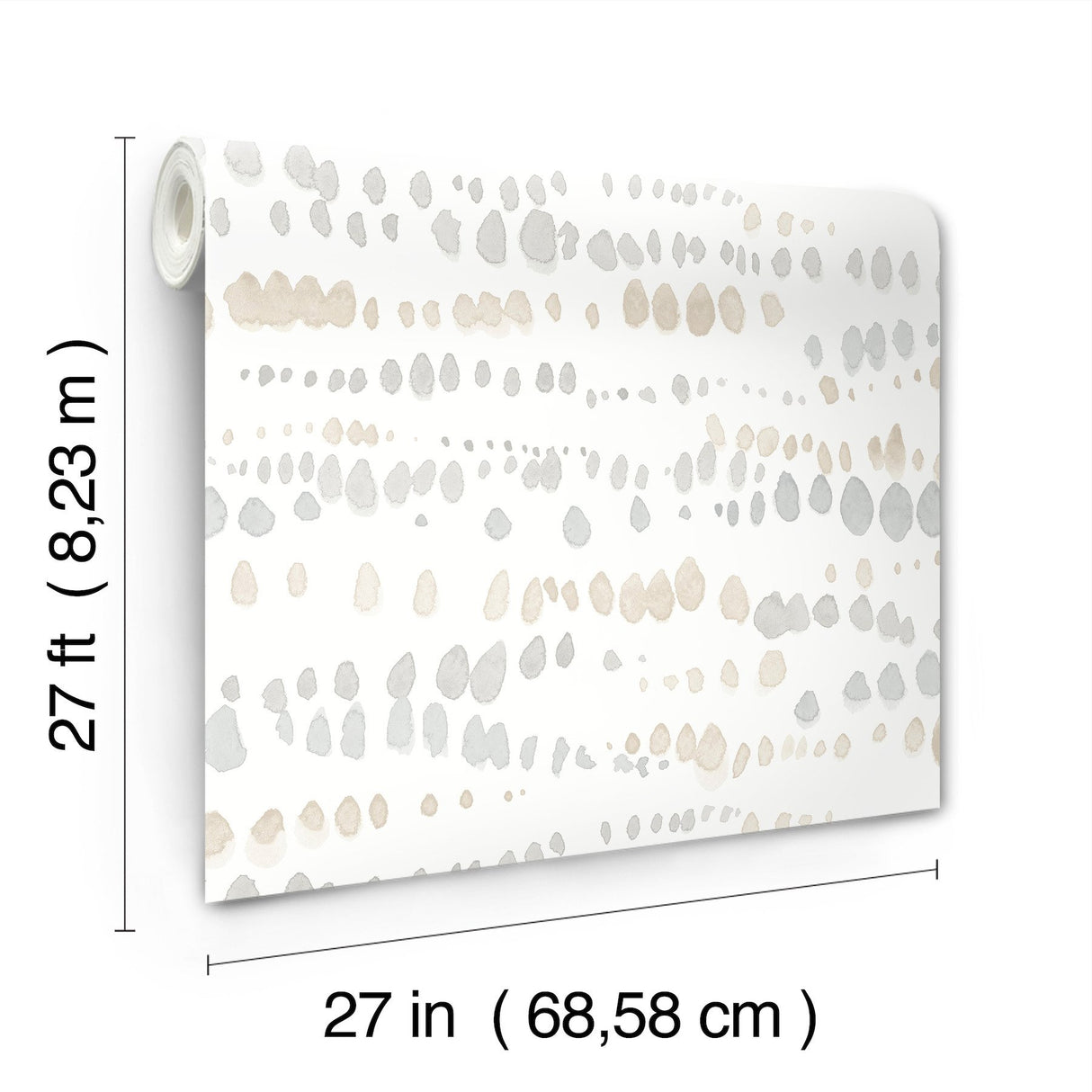 Dewdrops Neutral Wallpaper with Bohemian Modern Abstract Pattern - York AG2048