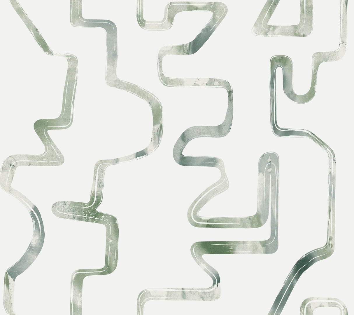 Abstract Aura Green & Grey Wallpaper with Modern Geometric Watercolor Pattern - York AG2051