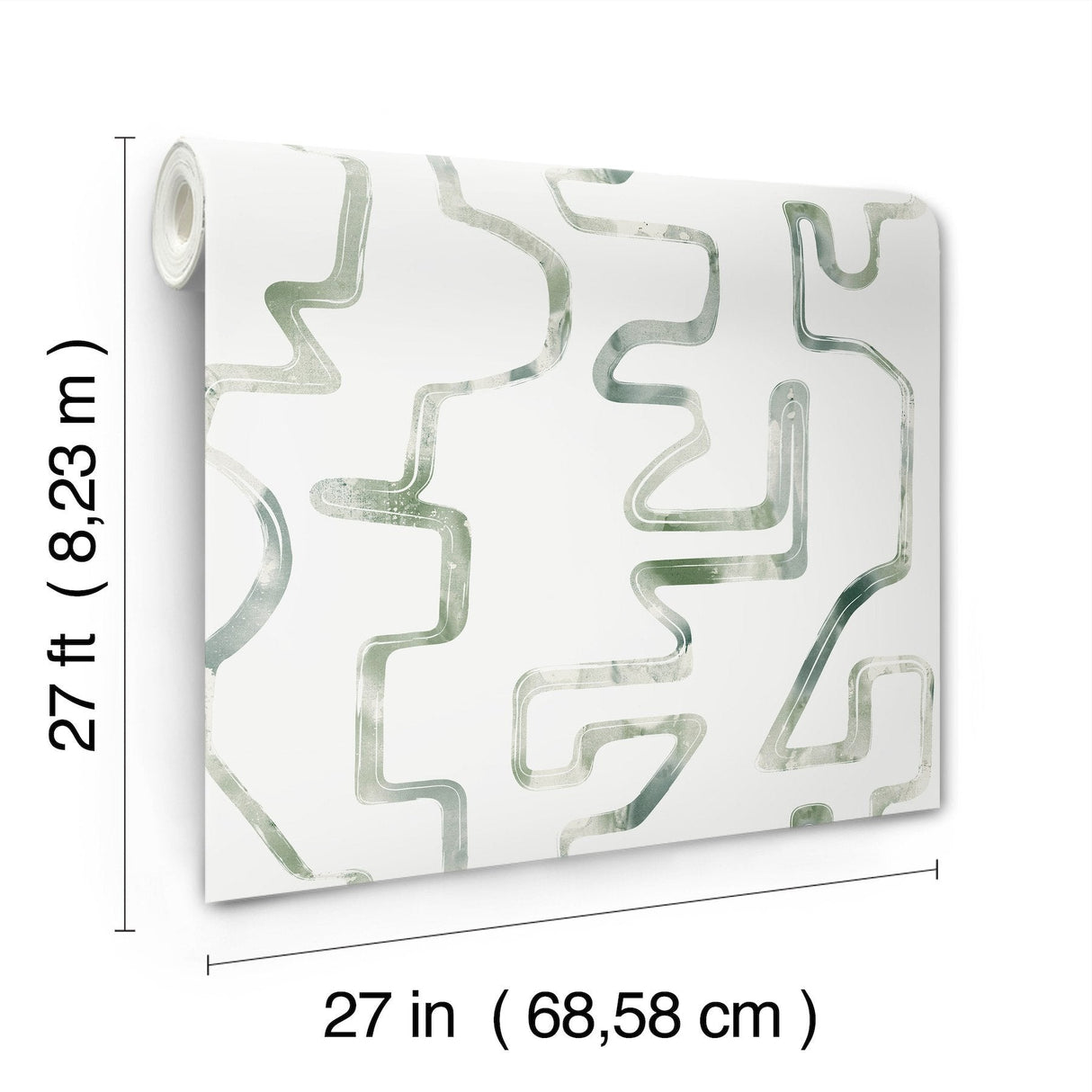 Abstract Aura Green & Grey Wallpaper with Modern Geometric Watercolor Pattern - York AG2051SAM