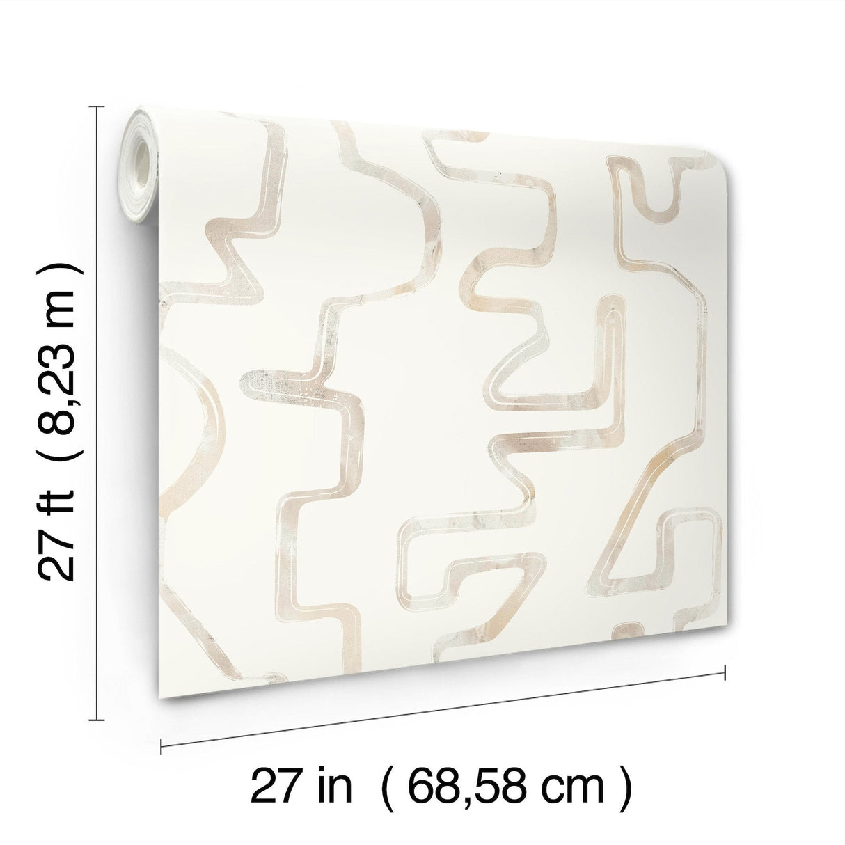 Abstract Aura Caramel & Cream Wallpaper with Modern Geometric Watercolor Lines - York AG2052SAM