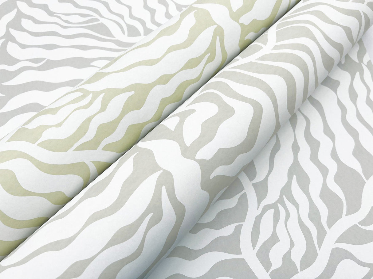 Fern Fronds Taupe & White Wallpaper with Modern Botanical Pattern - York AG2063