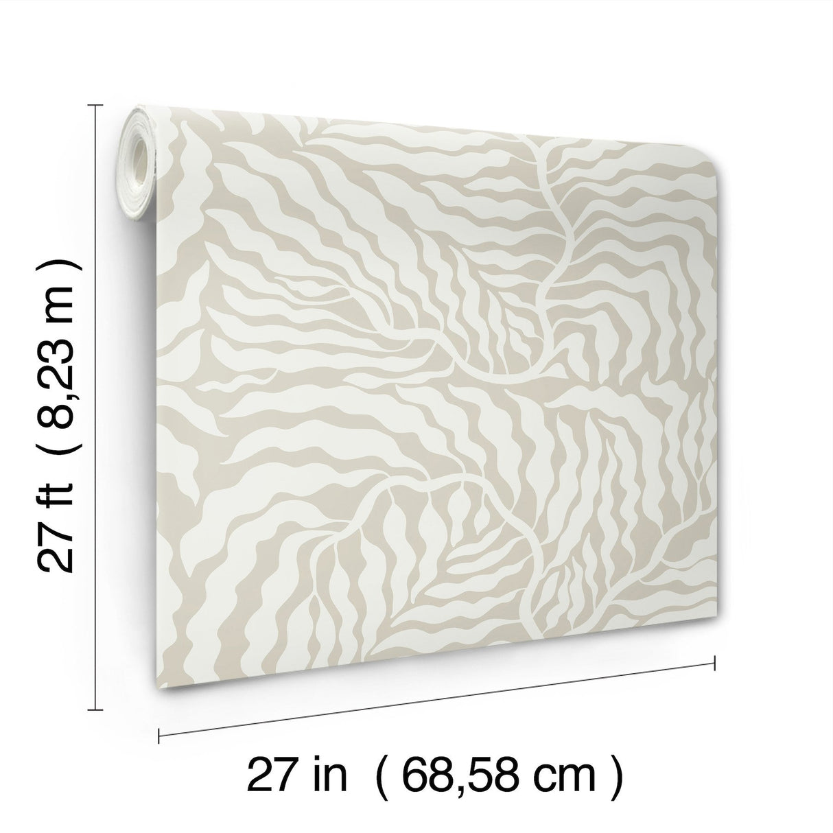 Fern Fronds Taupe & White Wallpaper with Modern Botanical Pattern - York AG2063