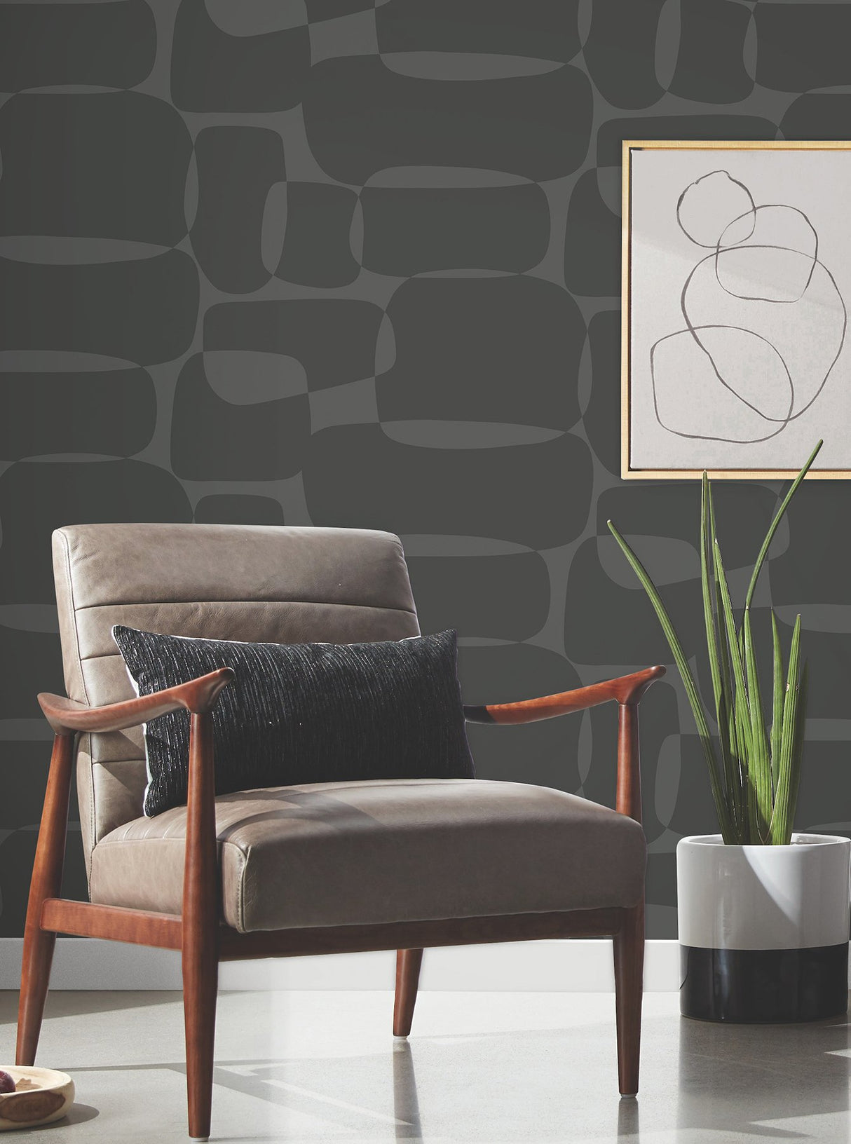Block Black & Metallic Geometric Retro Non Woven Wallpaper - York AG2073