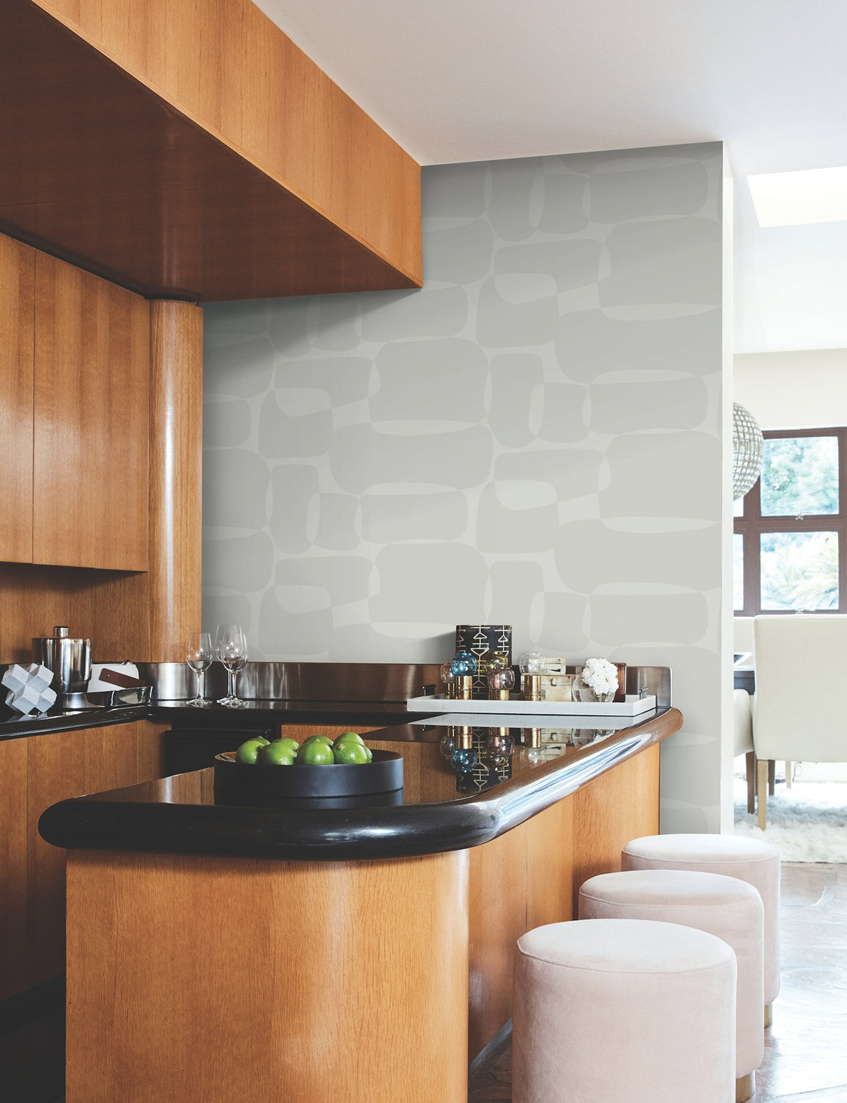 Block Grey Wallpaper with Retro Geometric Non Woven Design - York AG2074