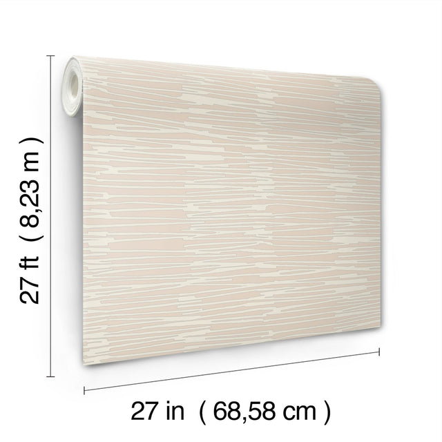 Water Reed Thatch Clay & Silver Wallpaper with Metallic Modern Bohemian Pattern - York AG2091