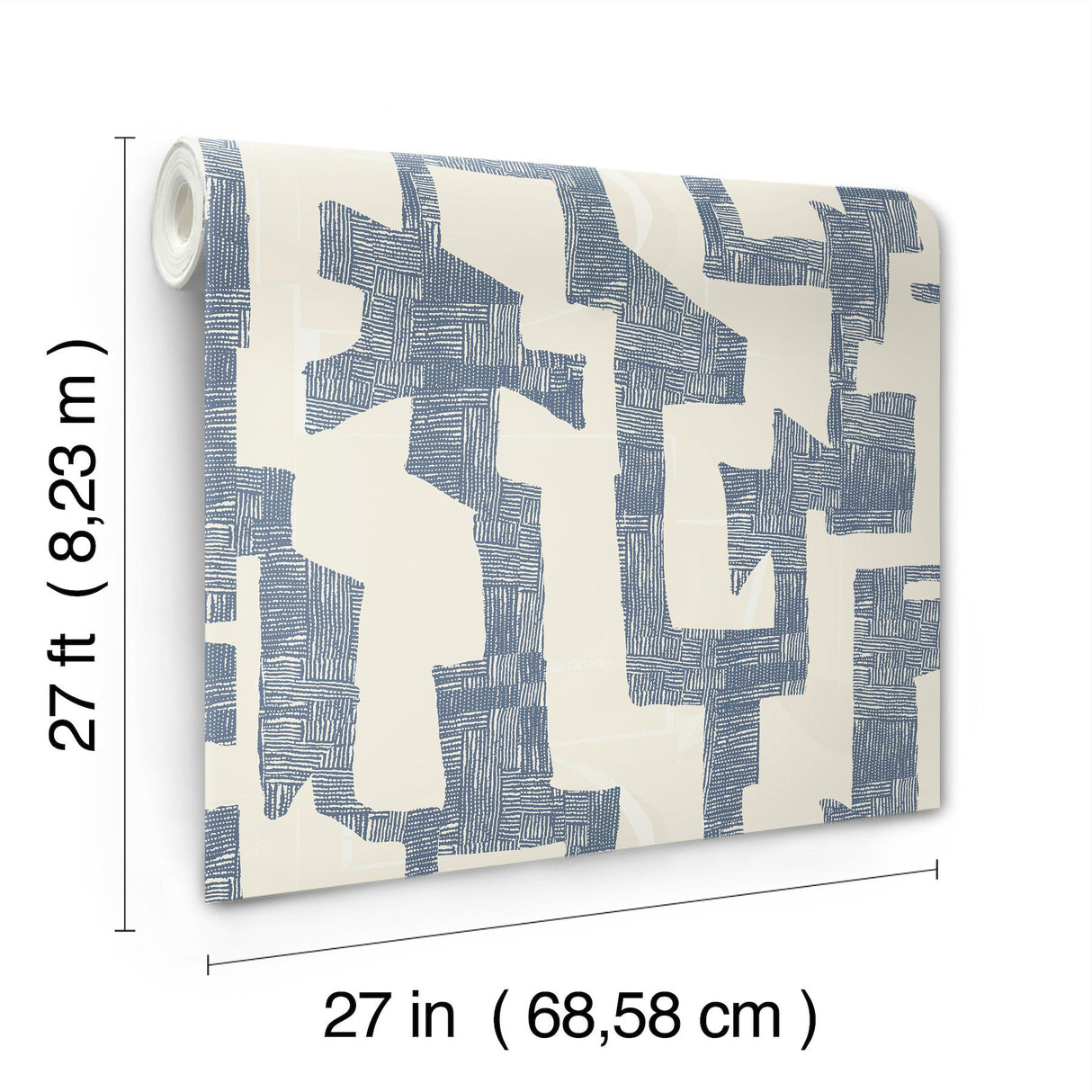 Modern Tribal Almond & Navy Wallpaper with Textured Geometric Pattern - York AG2104