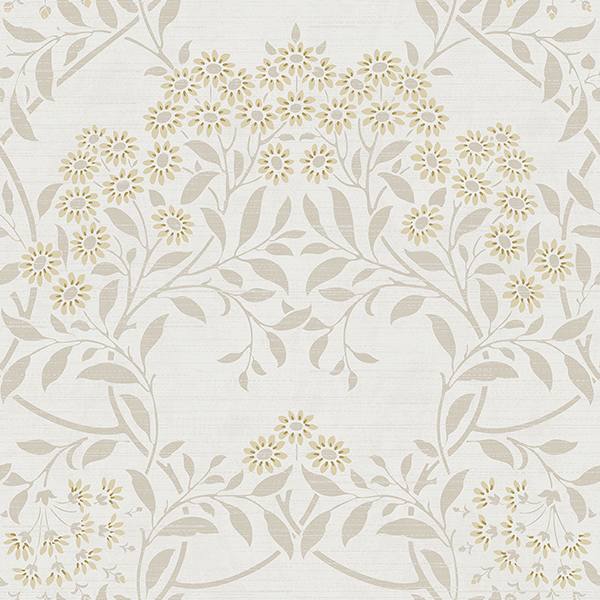 Penelope Light Yellow Floral Damask Wallpaper by Arthouse