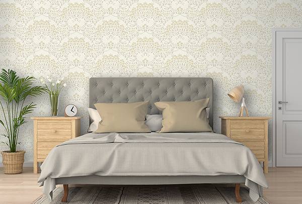 Penelope Light Yellow by Arthouse Floral Damask Wallpaper – Brewster Home Fashions AH100184AH