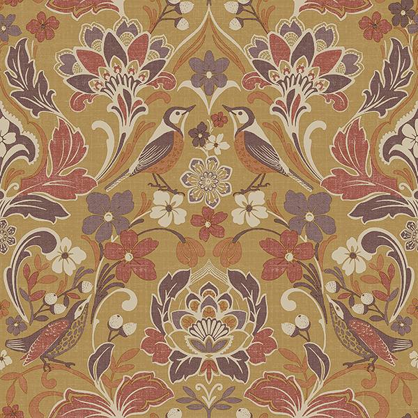 Birdy Yellow Nuthatch Floral Wallpaper by Arthouse
