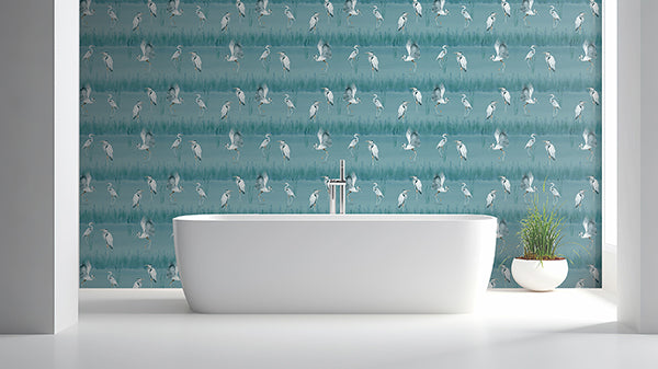 Gerald Blue Heron River Blue by Arthouse Wallpaper – Brewster Home Fashions AH100213AH