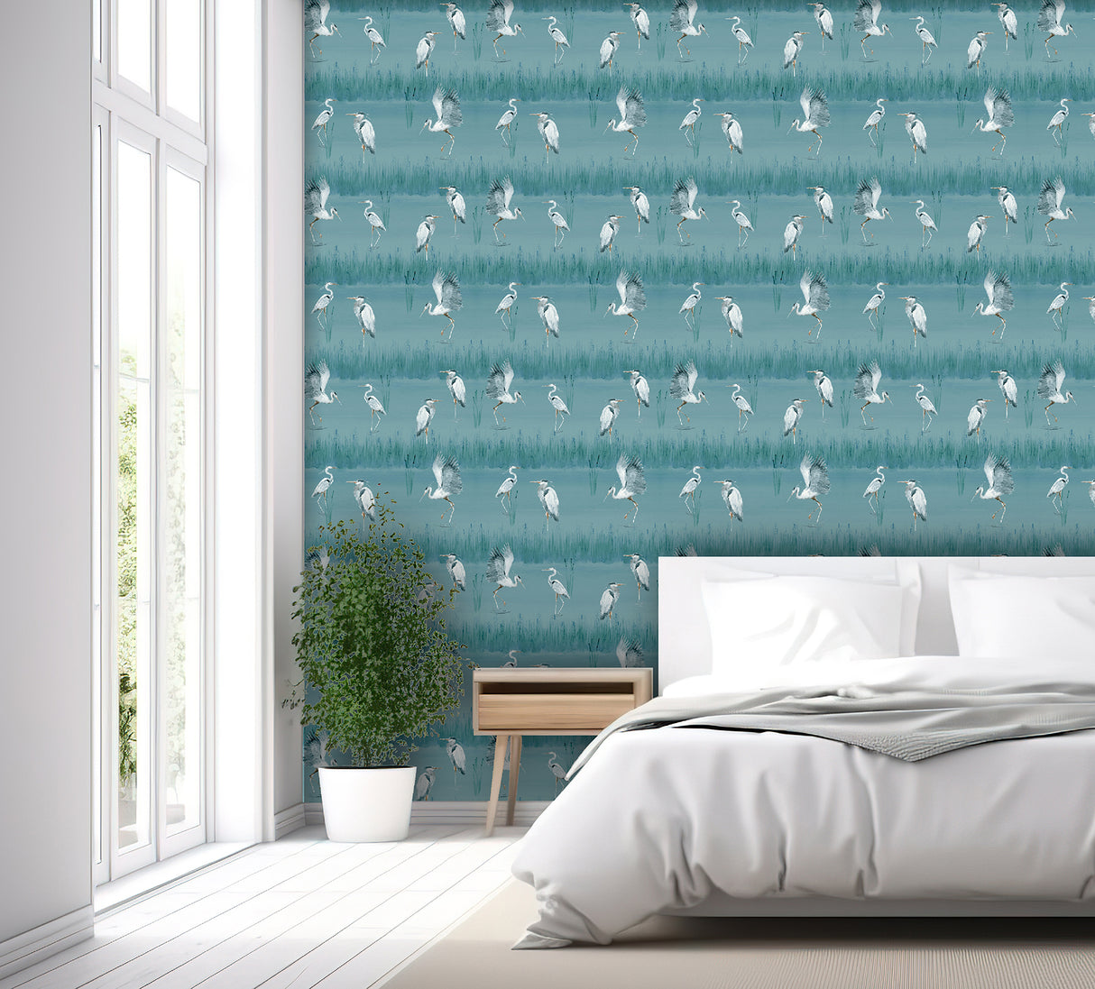 Gerald Blue Heron River Blue by Arthouse Wallpaper – Brewster Home Fashions AH100213AH