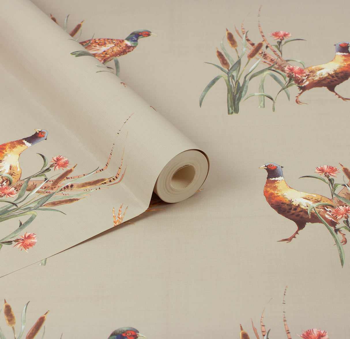 Eustace Neutral by Arthouse Pheasant Meadow Wallpaper – Brewster Home Fashions AH100214AH