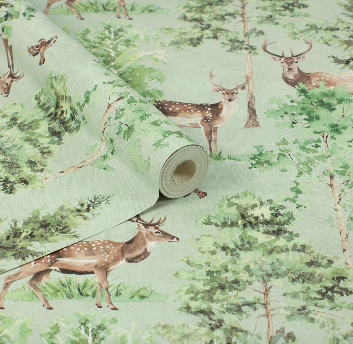 Cletis Neutral by Arthouse Deer Forest Wallpaper – Brewster Home Fashions AH100215AH