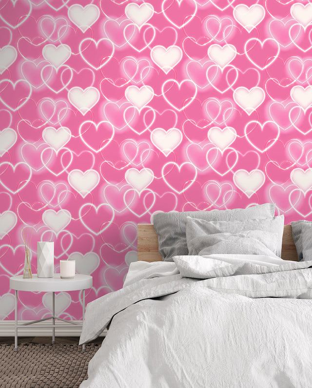 Effie Pink by Arthouse Neon Heart Wallpaper – Brewster Home Fashions AH100222AH