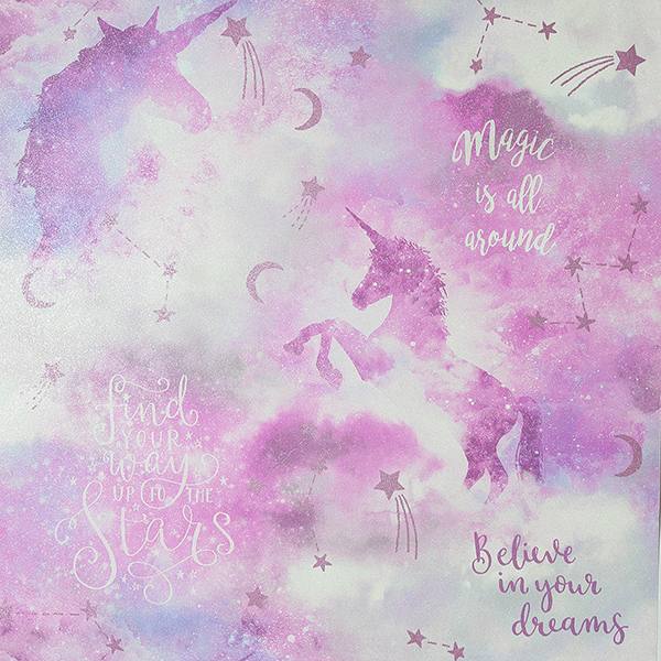 Xena Pink Galaxy Unicorn Wallpaper room setting
