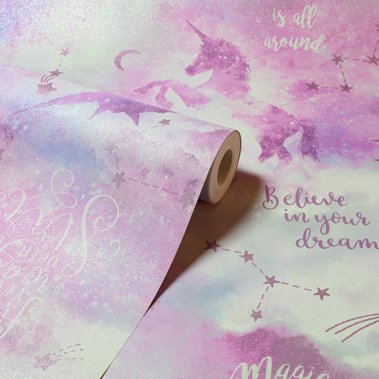 Xena Pink by Arthouse Galaxy Unicorn Wallpaper – Brewster Home Fashions AH292901