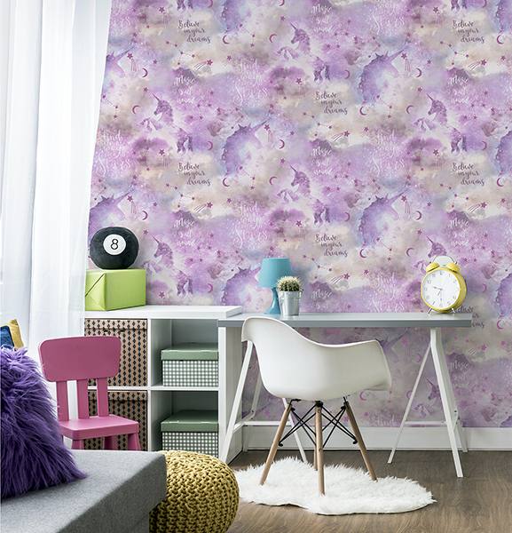 Xena Pink by Arthouse Galaxy Unicorn Wallpaper – Brewster Home Fashions AH292901