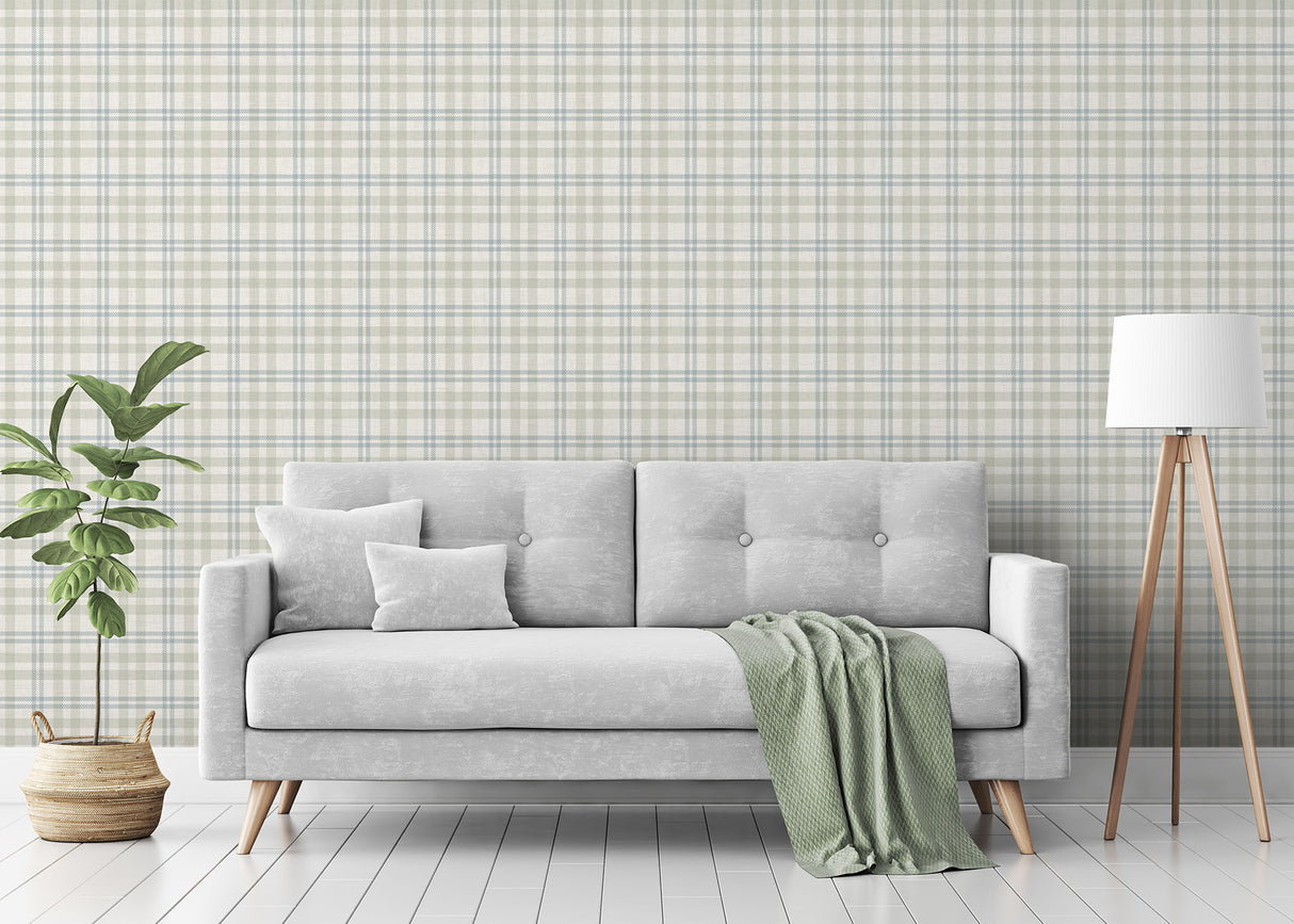 Corrine Neutral by Arthouse Countryside Check Wallpaper – Brewster Home Fashions AH294606