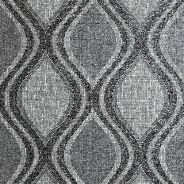 Ignatius Charcoal Ogee Wallpaper by Arthouse – Brewster AH295100